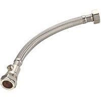 Stainless Steel Tap Connector with Valve Flexible Pipe Hose 22mm x ¾" x 300mm