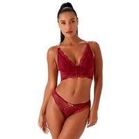 Gossard Women/'s Superboost Lace Deep V Bralet Bra Plunge, Cranberry/Raspberry Sorbet, 32FF