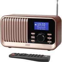 August Retro Rechargeable Dab Fm Radio Dual Alarm Clock Dab Portable With 60 Presets MB450K oak