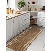 Modern Style Rugs Natural Stripe Jute Rug, Hardwearing Durable Jute Eco-Friendly Rug Suitable for Bedroom, Living Room, Bathroom, Lounge, Office Room - 60x180cm