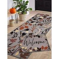 Smokey Blue Autumn Leaf Runner & Mat