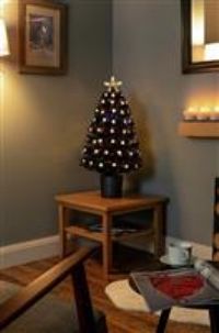 Premier Decorations 2.6ft LED Fibre Optic Tree - Black