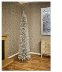 6.6ft Silver Luxury Indoor Slim Pencil Pine Artificial Christmas Tree