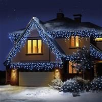 Premier Decorations - 480 Multi Action Snowing Icicles LED Lights with Timer - Blue & White