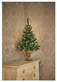 Premier Decorations 3ft Pre-lit Flocked Table Tree - Green