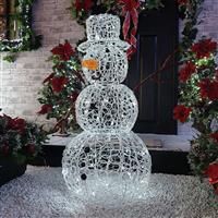 Premier Christmas 80 LED Indoor Outdoor Soft Acrylic Snowman 90cm - COOL WHITE