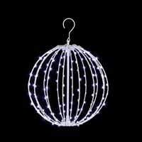 Hanging Spinning Ball Light Christmas Decoration White Metal LED Ball Light 30cm