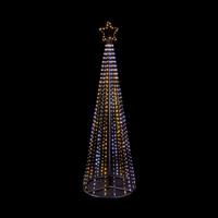 Premier FlexiBright Light Up Outdoor Decoration 2.1m LED Pyramid Christmas Tree with Star, 580 White/Warm White LEDs, Spinning Light Effect, Mains Operated