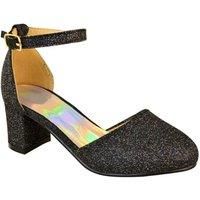 Girls Kids Childrens Low Block Heel Glitter Sandals Wedding Party Princess Shoes