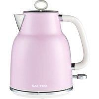 Salter EK5737PNK Retro 1.7 L Kettle – 3KW Rapid Boil, 360° Base, Removable Limescale Filter, Cordless, Water Level Window, Blue Indicator Light, Boil Dry Sensor & Auto Shut-Off, Vintage Design, Pink