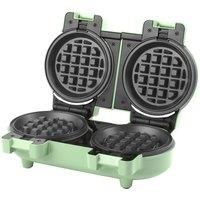 Giles & Posner EK5922GSGR Double Mini Waffle Maker – Non-Stick Waffle Iron Machine, Sweet/Savoury Snacks Desserts, Compact, 11.5cm Removable Plates, American Style Waffles, Pastel Green, 1100 W