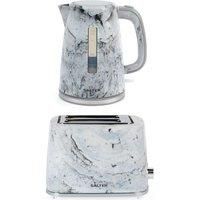 Salter White Marble Kettle and 2-Slice Toaster Set, 1.7 L, Fast Boil, Wide Slots