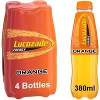 Lucozade Orange Flavoured Energy Drink, 4 x 380ml (Packaging may vary)