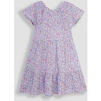 Jojo Maman Bebe Girls Ditsy Floral Ruffle Sleeve Tiered Dress - Multi