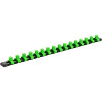 Sealey AK27053HV 3/8"Sq Drive Socket Retaining Rail with 16 Clips - Hi-Vis Green