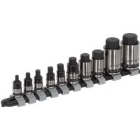 Sealey AK6229B 10pc 1/4", 3/8" & 1/2"Sq Drive Stubby Hex Socket Bit Set - Black Series