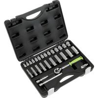 Siegen S01236 Socket Set 28pc 3/8"Sq Drive 6pt WallDrive® Metric