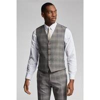 Antique Rogue Tailored Fit Grey With Tan Checked Waistcoat