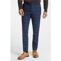 Antique Rogue Navy Blue Tweed Light Blue Overcheck Men's Trousers by Suit Direct