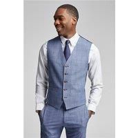 Antique Rogue Slim Fit Blue Raspberry Check Waistcoat by Suit Direct