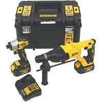 DeWalt DCK2099P2T-GB 18V 2 x 5.0Ah Li-Ion XR Brushless Cordless SDS Plus Drill & Impact Driver Twin Pack (943RG)