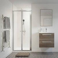 Framed Square Bi-Fold Shower Door Aluminium 700 x 1850mm (653PJ)