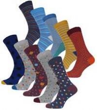 More Mile Design Mens 10 Pack Socks Spots and Stripes Smart Stylish Comfortable