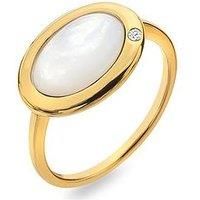 Hot Diamonds x Gemstones Horizontal Oval MOP Ring DR270