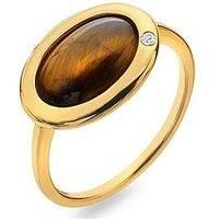 Hot Diamonds x Gemstones Horizontal Oval Tigers Eye Ring DR272