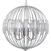 Noemi Polished Chrome & Crystal Ceiling Pendant