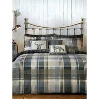 Dreams & Drapes Grey Tartan Stag Check Brushed Cotton Duvet Cover OR Cushion