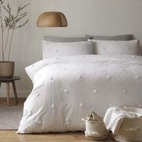 Appletree Dot Garden-Duvet Cover Set, 100% Cotton, White with White Spots, Double