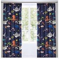 Bedlam Sea Life Glow In The Dark Lined Pleated Curtains