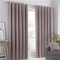 Semi-Blackout Eyelet Curtains Plain Thermal Ready-Made Ring-Top Curtain Pairs