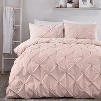 Serene LARA Pleated Duvet Cover Set Bedding - White Pink Grey Silver Duck Egg