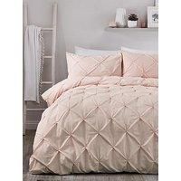 Serene Lara Ruched Easy Care Duvet Cover Set, Blush, Super King