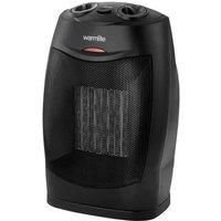 Warmlite Ceramic Fan Heater with Adjustable Thermostat, 750-1500W, Black-Return