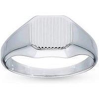 The Love Collection Gents Sterling Silver Textured Signet Ring