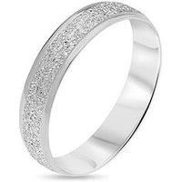 Love Gold 9Ct White Gold Diamond Cut Sparkle 4Mm D Shape Wedding Band