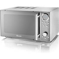 Swan SM3080N Digital Solo Microwave with 10 Power Levels, 800 Watt, 20 Litre, Silver