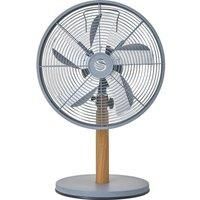 Swan 12 Inch Nordic Desk Fan in Grey, 4 Power Levels, Low Noise Output, Wood Effect Accents, SFA16920GRYN