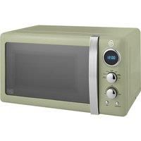 Swan Retro LED Digital Microwave Green, 20L, 800W, 5 Power Levels Including Defrost Setting, SM22030LGN