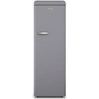 SWAN SR11050GRNE Retro Tall Larder Fridge with 337L Capacity, 5 Glass Fridge Shelves, 1 Chrome Wine Rack, 6 Door Shelves, 1 Salad Crisper, Energy Class E, Grey