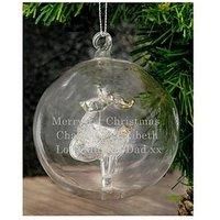 Personalised Reindeer Glass Christmas Tree Bauble