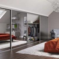 Spacepro Heritage Loft Sliding Door Silver Frame Mirror 610mm