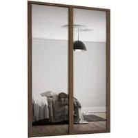 Shaker 2 Door Sliding Wardrobe Kit Mirror with Walnut Frame (W)1449 x (H)2260mm