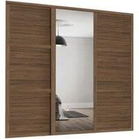 Shaker 3 Door Sliding Wardrobe Kit Walnut Panel / Mirror with Walnut Frame (W)2136 x (H)2260mm