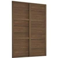 Spacepro Shaker 2 x 610mm Carini Walnut Frame 3 Panel Sliding Door Kit with Colour Matched Track