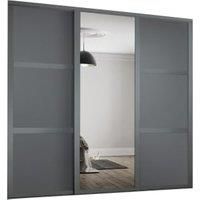 Spacepro Shaker 2 x 610mm Graphite 3 Panel Door/ 1 x Silver Mirror Kit with Colour Matched Track