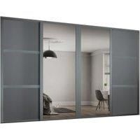 Spacepro Shaker 2 x 914mm Graphite 3 Panel Door/ 2 x Silver Mirror Kit with Colour Matched Track